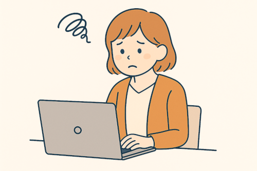 悩んでいる女性のイラスト